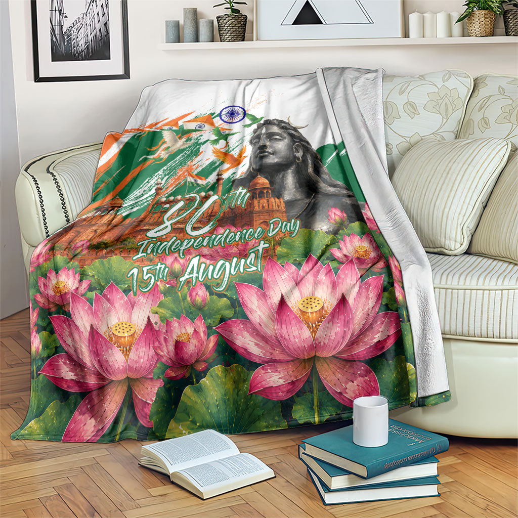 India 80th Independence Day Blanket Ashoka Chakra Lotus Landmarks Shiva