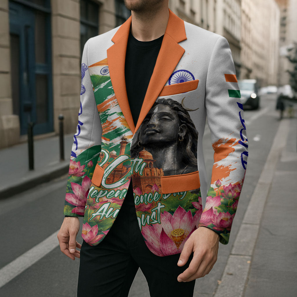India 80th Independence Day Blazer Ashoka Chakra Lotus Landmarks Shiva