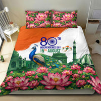 India 80th Independence Day Bedding Set India Gate Peacock Lotus Heritage Landmarks