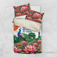 India 80th Independence Day Bedding Set India Gate Peacock Lotus Heritage Landmarks