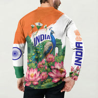 India 80th Independence Day Button Sweatshirt India Gate Peacock Lotus Heritage Landmarks