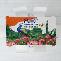 India 80th Independence Day Tablecloth India Gate Peacock Lotus Heritage Landmarks