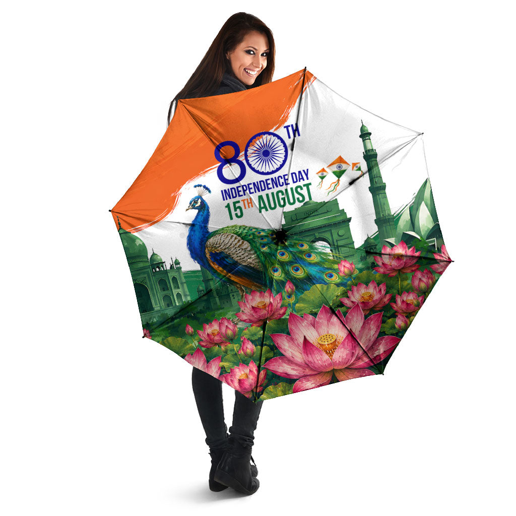 India 80th Independence Day Umbrella India Gate Peacock Lotus Heritage Landmarks