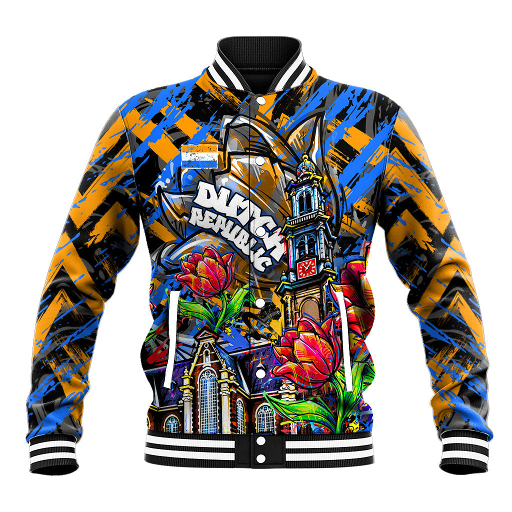Amsterdam Dutch Republic Netherlands Baseball Jacket Urban Graffiti Patriotic Landmark Tulips