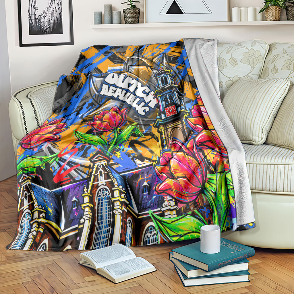 Amsterdam Dutch Republic Netherlands Blanket Urban Graffiti Patriotic Landmark Tulips