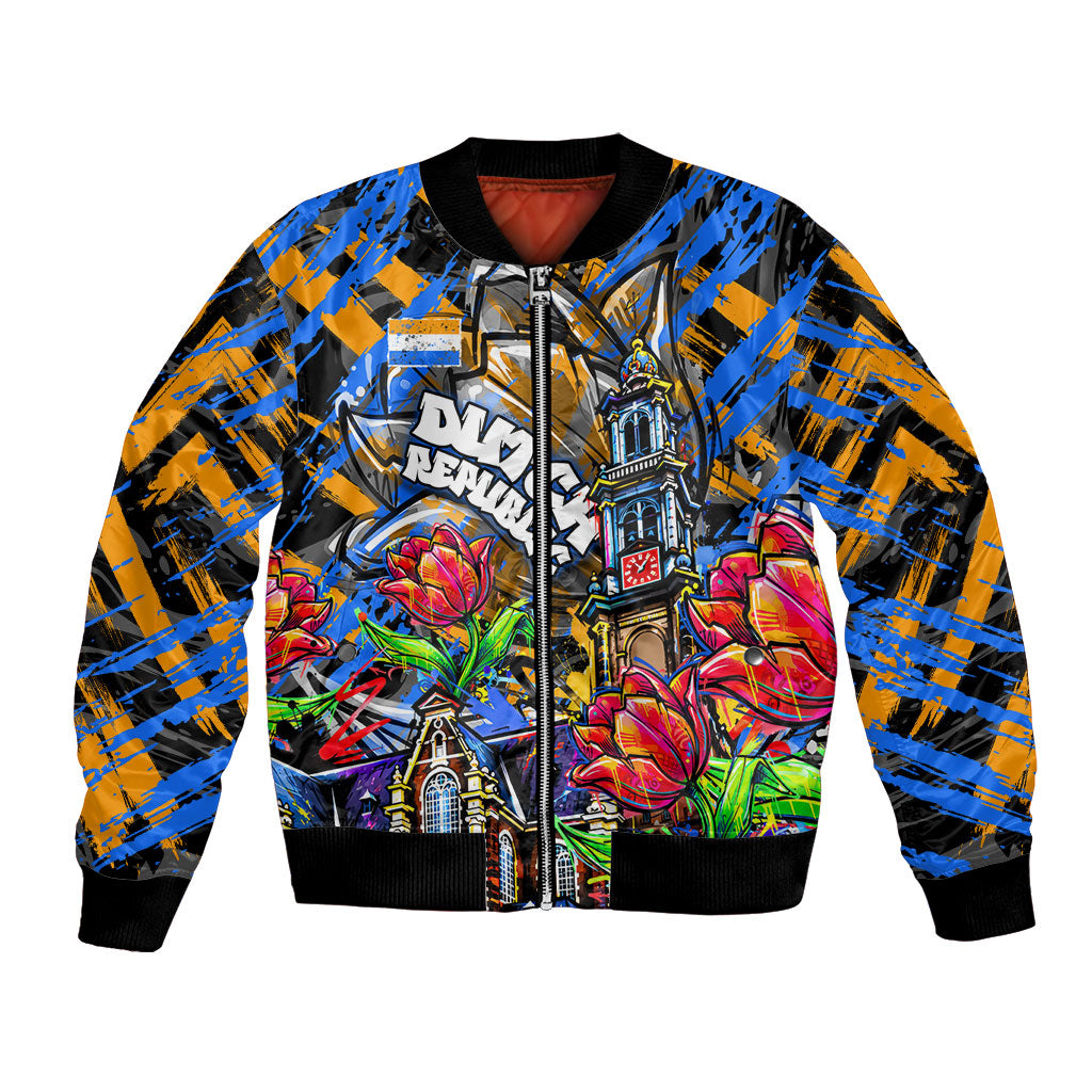 Amsterdam Dutch Republic Netherlands Bomber Jacket Urban Graffiti Patriotic Landmark Tulips