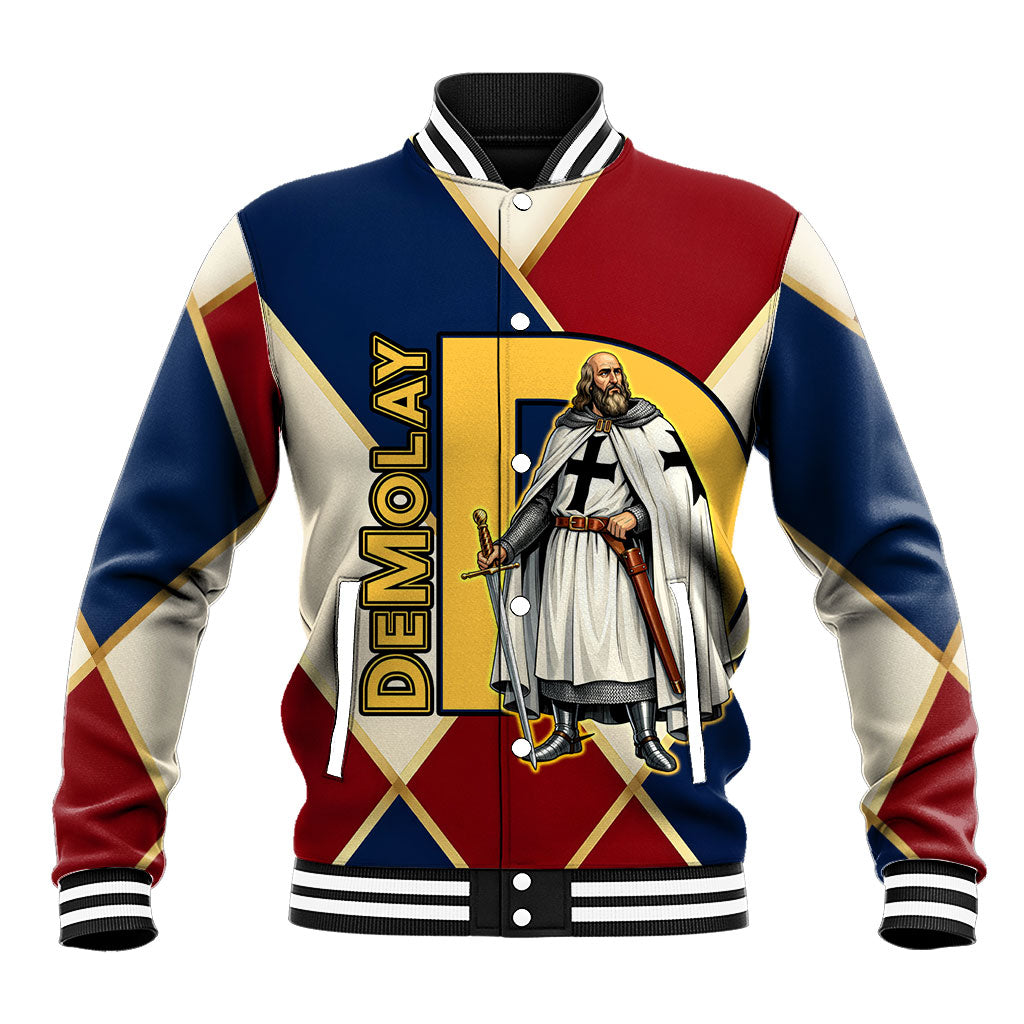 Jacques De Molay Baseball Jacket Crusader Knight Retro Virtues Seven Precepts