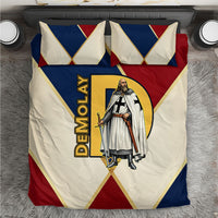 Jacques De Molay Bedding Set Crusader Knight Retro Virtues Seven Precepts