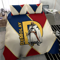 Jacques De Molay Bedding Set Crusader Knight Retro Virtues Seven Precepts