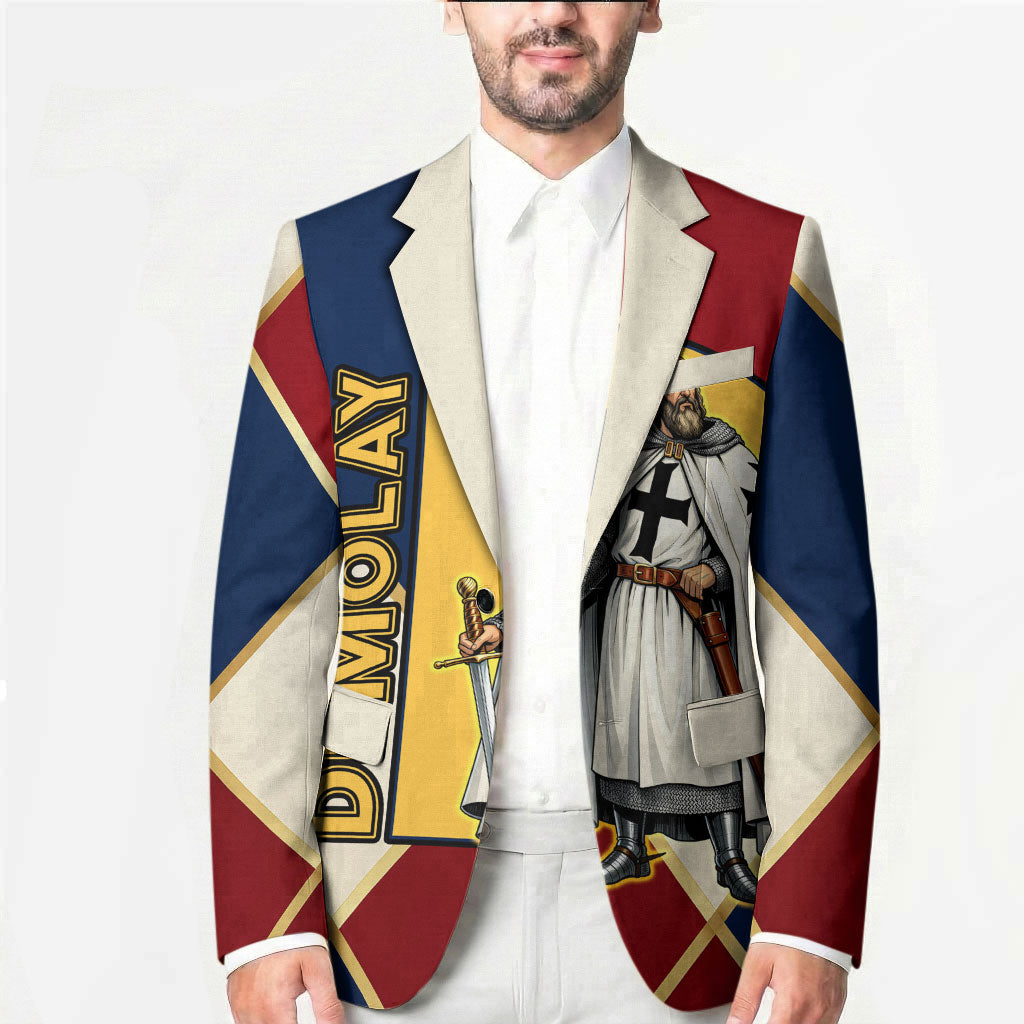 Jacques De Molay Blazer Crusader Knight Retro Virtues Seven Precepts