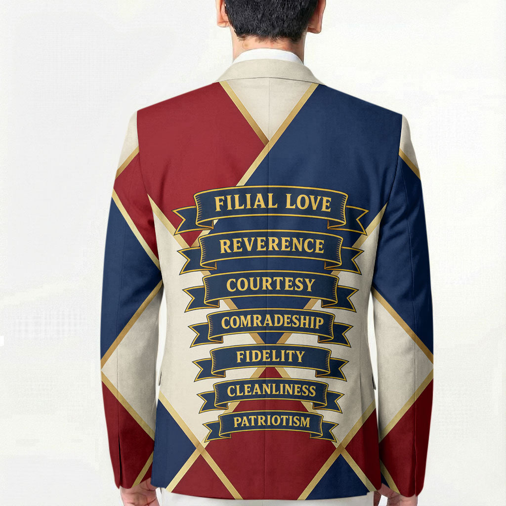 Jacques De Molay Blazer Crusader Knight Retro Virtues Seven Precepts