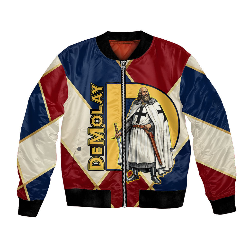 Jacques De Molay Bomber Jacket Crusader Knight Retro Virtues Seven Precepts