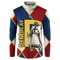 Jacques De Molay Button Sweatshirt Crusader Knight Retro Virtues Seven Precepts