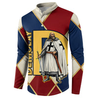 Jacques De Molay Button Sweatshirt Crusader Knight Retro Virtues Seven Precepts