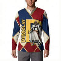 Jacques De Molay Button Sweatshirt Crusader Knight Retro Virtues Seven Precepts
