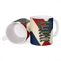 Jacques De Molay Ceramic Mug Crusader Knight Retro Virtues Seven Precepts