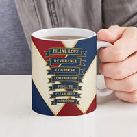 Jacques De Molay Ceramic Mug Crusader Knight Retro Virtues Seven Precepts