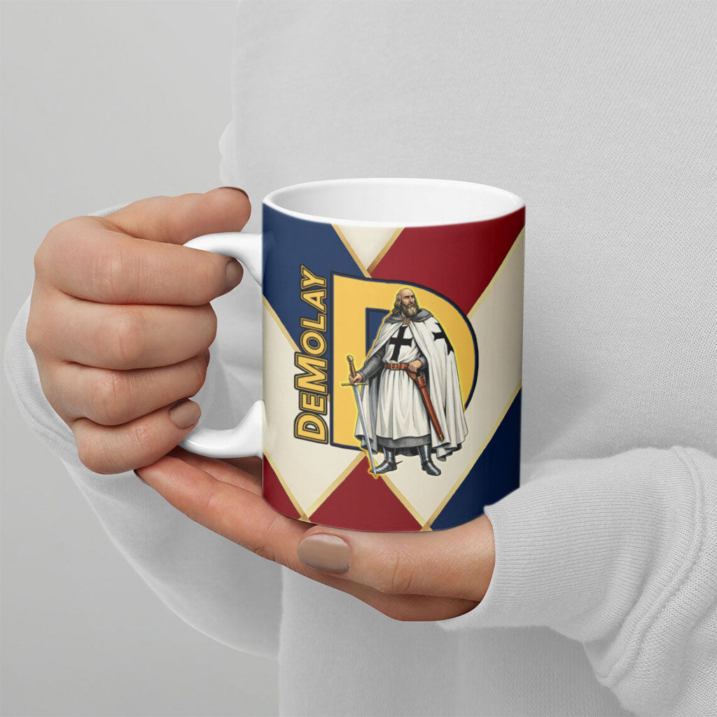 Jacques De Molay Ceramic Mug Crusader Knight Retro Virtues Seven Precepts