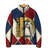 Jacques De Molay Padded Jacket Crusader Knight Retro Virtues Seven Precepts