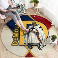 Jacques De Molay Round Carpet Crusader Knight Retro Virtues Seven Precepts