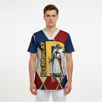 Jacques De Molay Scrub Top Crusader Knight Retro Virtues Seven Precepts