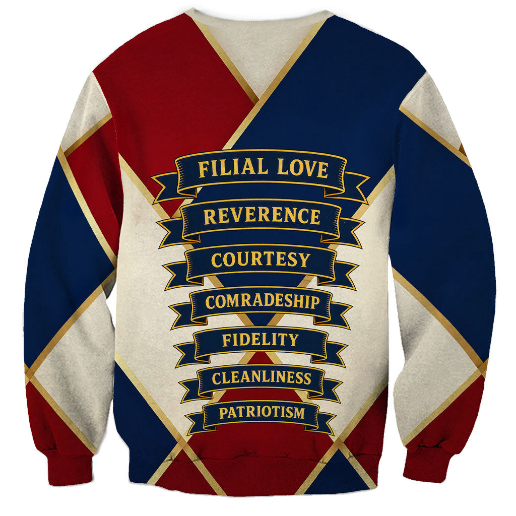 Jacques De Molay Sweatshirt Crusader Knight Retro Virtues Seven Precepts