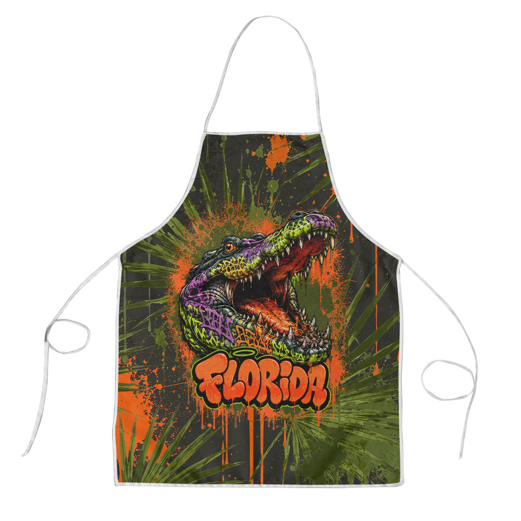 Florida Alligator Airboat Apron Everglade Swamp Life Graffiti Splatter Artwork