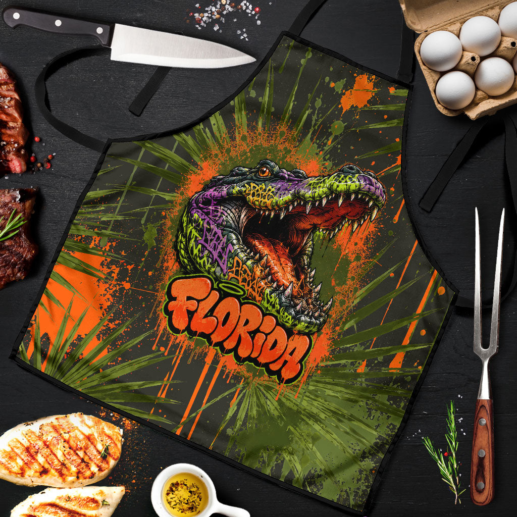 Florida Alligator Airboat Apron Everglade Swamp Life Graffiti Splatter Artwork