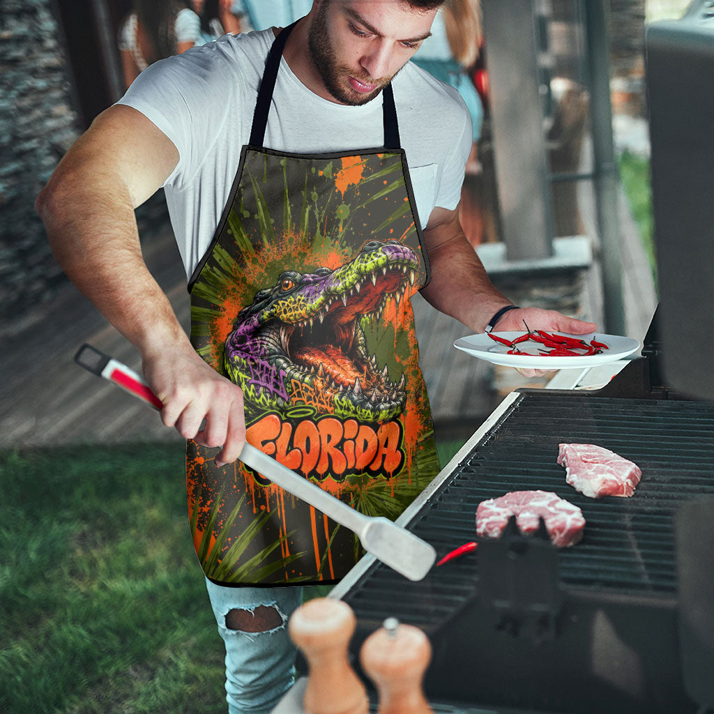 Florida Alligator Airboat Apron Everglade Swamp Life Graffiti Splatter Artwork