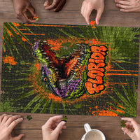 Florida Alligator Airboat Puzzle Everglade Swamp Life Graffiti Splatter Artwork