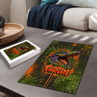 Florida Alligator Airboat Puzzle Everglade Swamp Life Graffiti Splatter Artwork