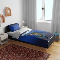 Custom Jumping Bass Fishing Bedding Set with Water Splash and Lightning Background - Wonder Print Shop
