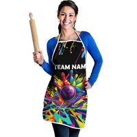Colorful Bowling Ball and Pins Graphic Apron Custom with Paint Splash - Wonder Print Shop