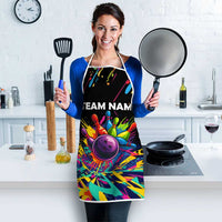 Colorful Bowling Ball and Pins Graphic Apron Custom with Paint Splash - Wonder Print Shop