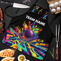 Colorful Bowling Ball and Pins Graphic Apron Custom with Paint Splash - Wonder Print Shop