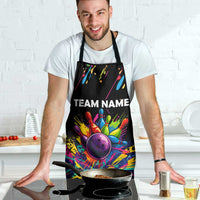 Colorful Bowling Ball and Pins Graphic Apron Custom with Paint Splash - Wonder Print Shop