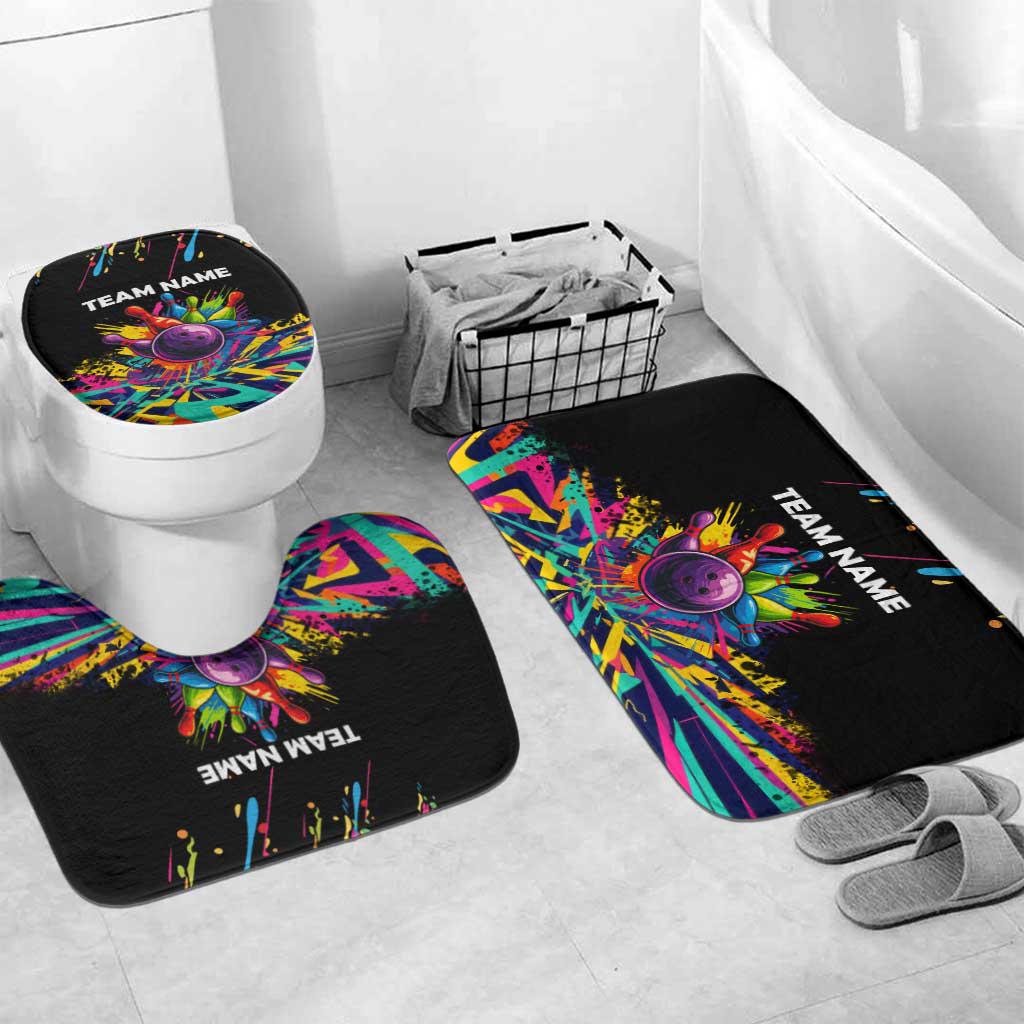 Colorful Bowling Ball and Pins Graphic Bathroom Set Custom with Paint Splash - Wonder Print Shop