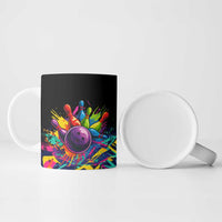 Colorful Bowling Ball and Pins Graphic Ceramic Mug Custom with Paint Splash - Wonder Print Shop