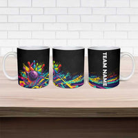 Colorful Bowling Ball and Pins Graphic Ceramic Mug Custom with Paint Splash - Wonder Print Shop