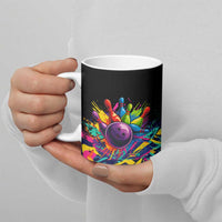 Colorful Bowling Ball and Pins Graphic Ceramic Mug Custom with Paint Splash - Wonder Print Shop