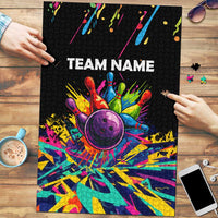 Colorful Bowling Ball and Pins Graphic Puzzle Custom with Paint Splash - Wonder Print Shop