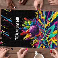 Colorful Bowling Ball and Pins Graphic Puzzle Custom with Paint Splash - Wonder Print Shop