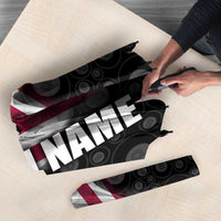 Umbrella fabric in black with American flag stripes and vertical TEAM lettering