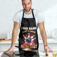 Flaming Bowling Ball Apron with Strike Explosion and Funny Quote Graphic on Bowling - Wonder Print Shop