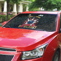 Flaming Bowling Ball Auto Sun Shade with Strike Explosion and Funny Quote Graphic on Bowling - Wonder Print Shop
