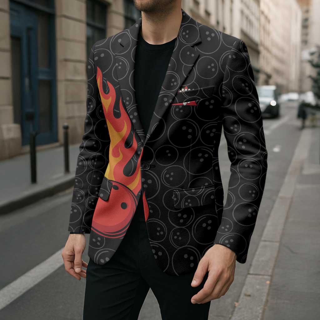 Flaming Bowling Ball Blazer with Strike Explosion and Funny Quote Graphic on Bowling - Wonder Print Shop