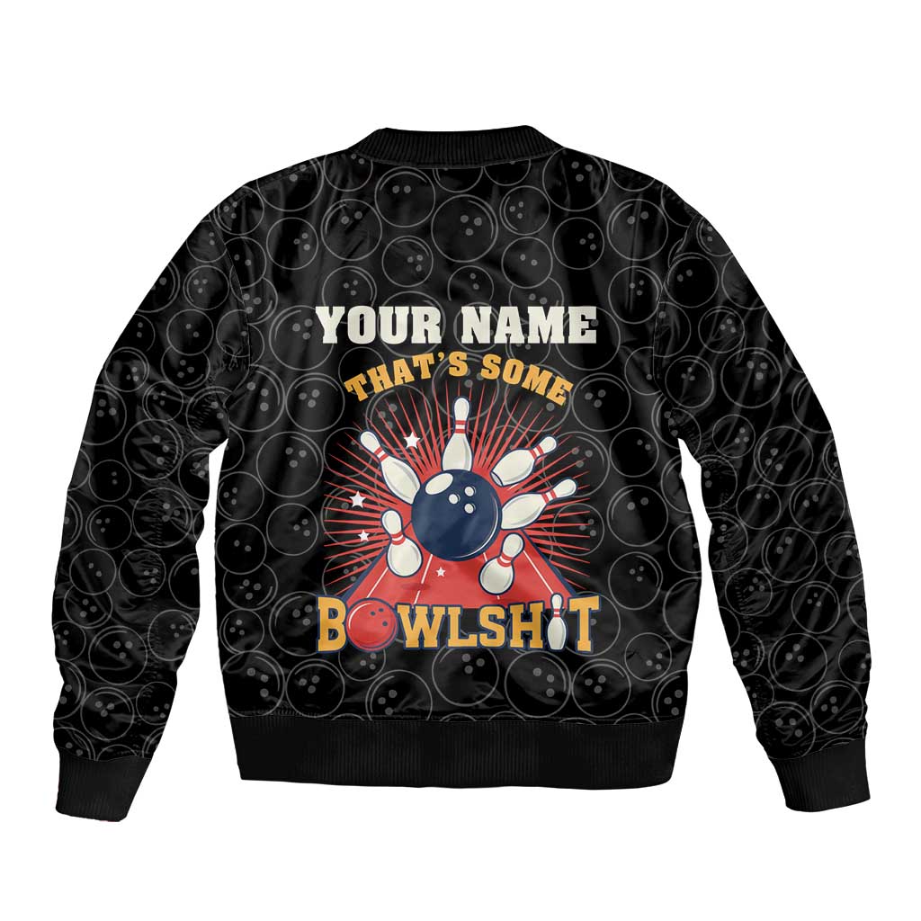 Flaming Bowling Ball Bomber Jacket with Strike Explosion and Funny Quote Graphic on Bowling - Wonder Print Shop