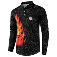 Flaming Bowling Ball Button Sweatshirt with Strike Explosion and Funny Quote Graphic on Bowling - Wonder Print Shop