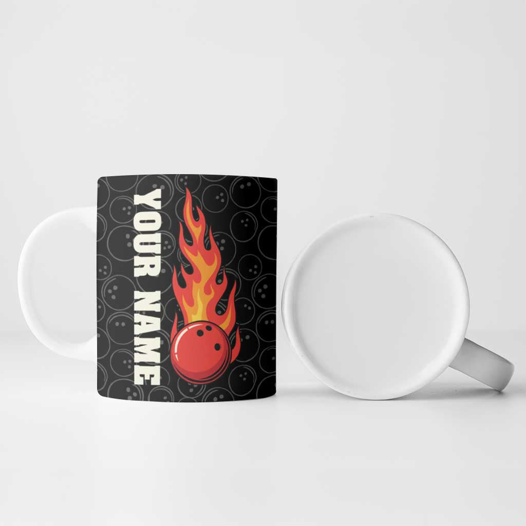 Flaming Bowling Ball Ceramic Mug with Strike Explosion and Funny Quote Graphic on Bowling - Wonder Print Shop