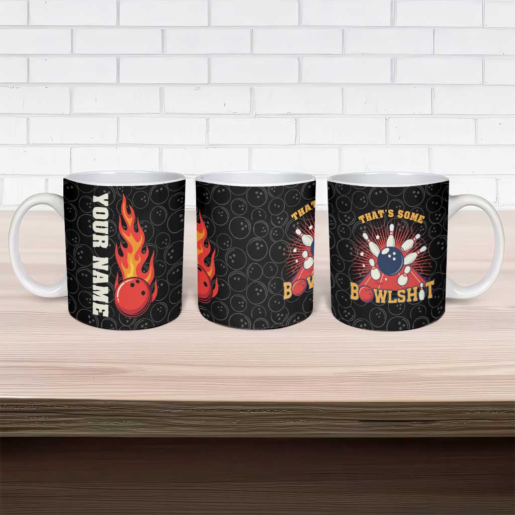 Flaming Bowling Ball Ceramic Mug with Strike Explosion and Funny Quote Graphic on Bowling - Wonder Print Shop